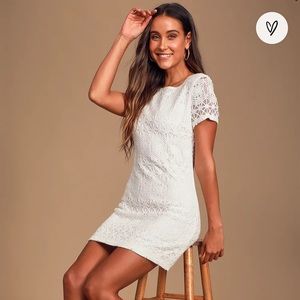 Lulu’s Love You For Eternity White Lace Shift Dress
